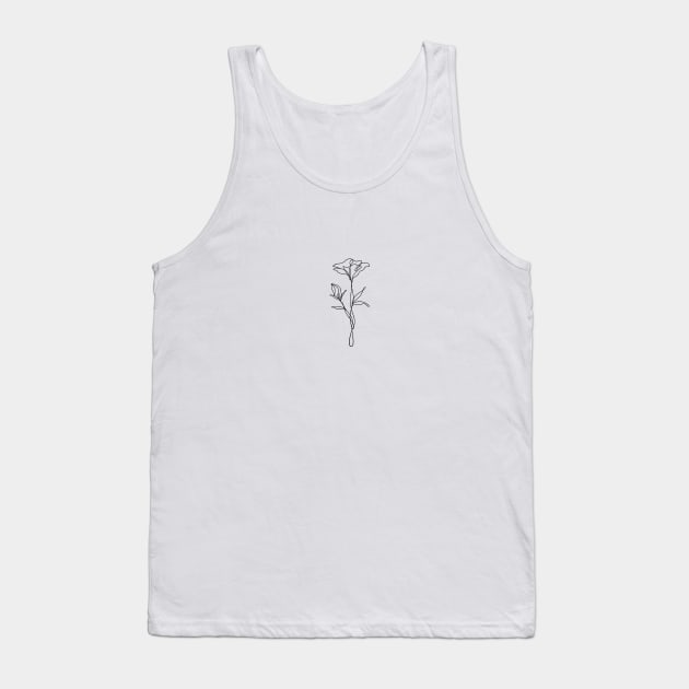 Wildflower Line Art | Floral Botanical Minimalist Lineart Tank Top by RachelFCreative